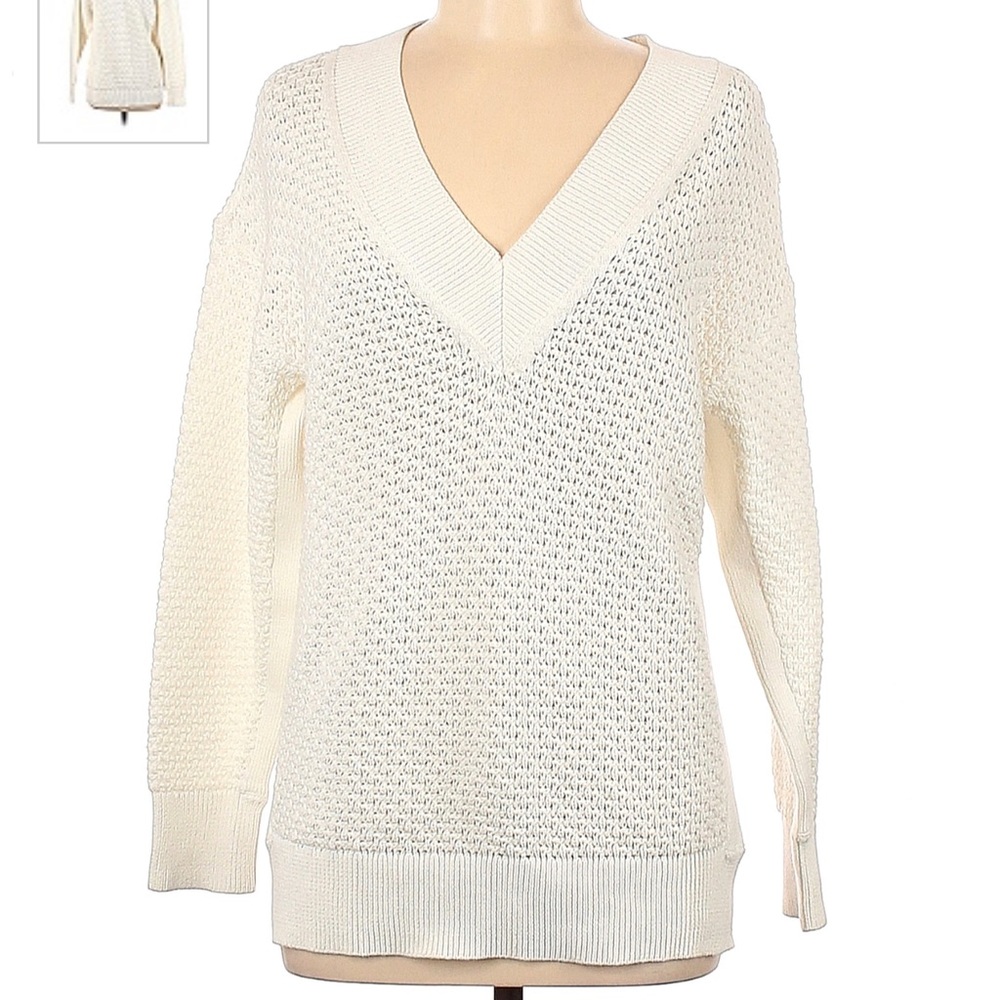 Rag and Bone Thick V Neck White Sweater Size Large